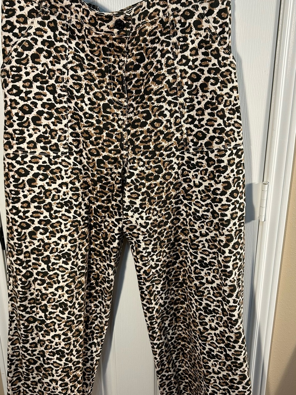 Skies Are Blue Leopard Print Trousers - Cream, Brown & Black